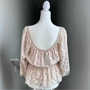 NWT Francesca’s Anett Ivory‎ Sparkle Polka Dot Peplum Top XS Fairycore Whimsical thumbnail 3