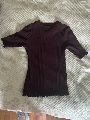 Jessica Simpson Ribbed Short Sleeve Top in Deep Plum thumbnail 5