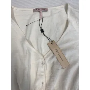 BCBGeneration Women's Fitted Smocked Waist Ruffle Hem Button front size M (b2) thumbnail 5