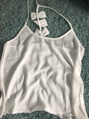 White Camisole With Bow Razor Back Size XS thumbnail 2