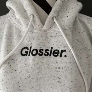 GLOSSIER Terrazzo Hoodie‎ Oversized White Black Specks Pullover Womens Small thumbnail 2