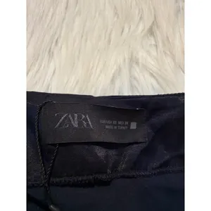 Zara Women's Size XS Satin Mini Skirt with Lace Navy Blue Black Asymmetric Slit thumbnail 11