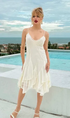 Zara dress sundress lace ivory cream flowy ruffle strapy boho summer vacation thumbnail 7