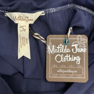 Matilda Jane Big Ruffle Pants Women Small Navy Blue Wide Leg Cotton Pull On Crop thumbnail 6