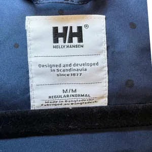 Helly Hansen Womens Navy Blue Polka Dot Hooded‎ Rain Jacket Coat Sz Medium thumbnail 2