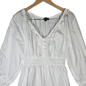 J. Crew V-Neck Midi Dress in Cotton Poplin in White S BR931‎ thumbnail 3