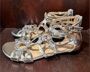 Report Silver Geometric Flat Sandals Size 9 thumbnail 1
