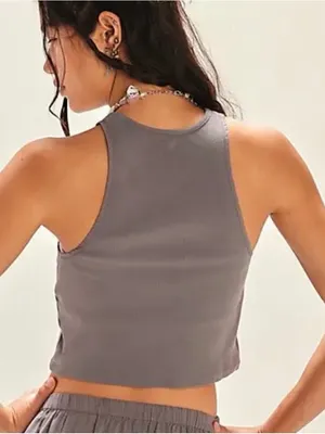 Free people Gray Ribbed Cropped Tank Top thumbnail 3
