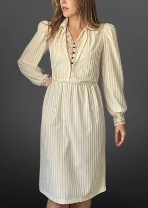 VINTAGE 1970s Edwardian Revival Dress thumbnail 4