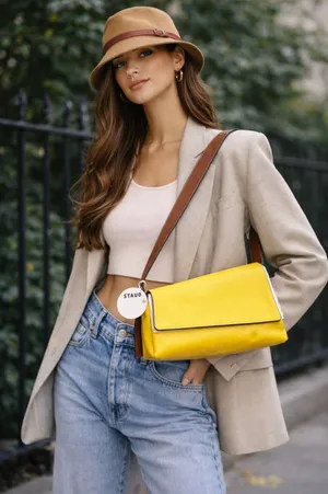 NEW NWT‎ STAUD Acute Leather Shoulder Bag Goldie thumbnail 1