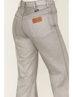 $149 Nwt Wrangler X Fender Women'S Metallic Wanderer Flare Jeans 31 thumbnail 4