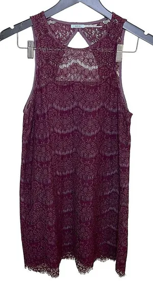 Kimchi Blue Lace‎ Shift Urban Outfitters Dress Medium Burgundy Vintage Style thumbnail 1
