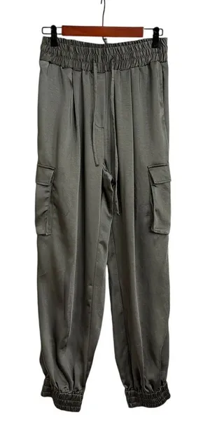Joe's Jeans Satin Green Cargo Pants Relaxed Utility Drawstring Joggers Medium thumbnail 1