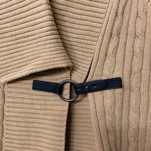 EUC CHAPS women’s tan thick cable knit buckle front sleeveless sweater‎ top XL thumbnail 2