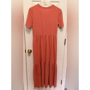NWT Faherty Branson Dress Desert Sand Coral Tiered Midi Organic Cotton‎ XS thumbnail 4