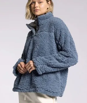 Thread & Supply Blue Daydream Sherpa Pullover Sweatshirt M thumbnail 1