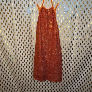 Revolution Rave festival dance bling dress w shorts orange sequin bling size S thumbnail 2