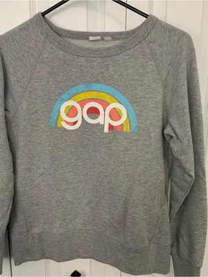 Retro GAP‎ Gray Crewneck Sweatshirt with Rainbow Logo thumbnail 1