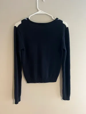 Brandy Melville Navy blue argyle sweater thumbnail 4