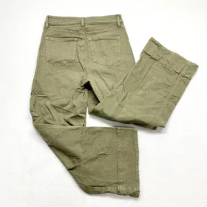 LOFT High Waist Wide Leg Pants Womens Size 0 25 Olive Green Utility Twill Cotton thumbnail 8