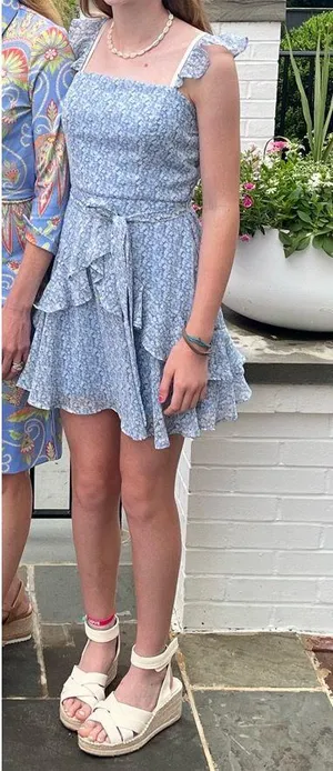 Altar'd State Light Blue Floral Mini Dress thumbnail 2