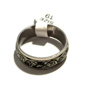 Stainless steel glow ring Silver Size 9 thumbnail 1