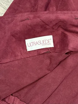 Ultra Suede Vintage Maroon Bomber Style Jacket Shoulder Pads Small/Medium Button thumbnail 4