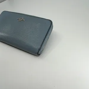 Coach Zip Around Wallet Dusty Blue Pebbled Leather Wallet thumbnail 4