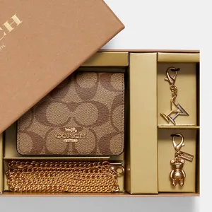 Authentic COACH Signature leather/coated canvas wallet on chain & 2 charms thumbnail 4