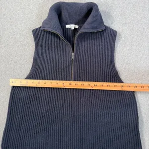 Madewell Half-Zip Sweater Vest Women's Large Navy Blue Knit Wool Blend thumbnail 7