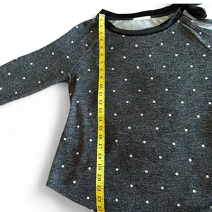 Le Lis Gray Polka Dot Sweater Black Velvet Bow Sleeve Size M thumbnail 7