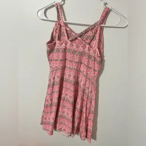 size S pink patterned sundress. Cross-cross straps on back. thumbnail 3