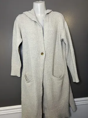 UGG Cardigan Sweater Womens Large Gray Hooded Open Front Chunky Knit Pockets thumbnail 2