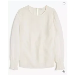 NWT J.Crew Factory Ivory Smocked Cuff Blouse Medium Puff Sleeve Work Office Top thumbnail 3
