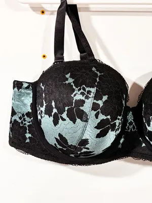 TORRID Plus Size Push-Up Strapless Bra 46C Black Teal Underwired NEW thumbnail 2