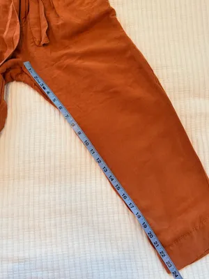 Madewell Cropped Linen Blend Paperbag Waist Pants - Rust Orange Size 2 thumbnail 10