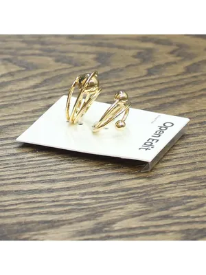 NWT Open Edit 2 Pack Abstract Modern Twist Sphere Ring Set Gold Yellow 7 thumbnail 2