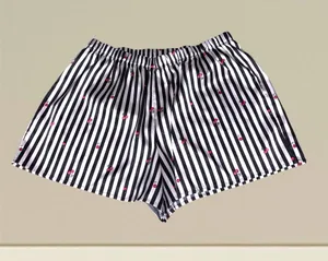 BLK & WHT STRIPED Lounge shorts wireless-OVER RED CHERRIES LOUNGE RESORTS thumbnail 1