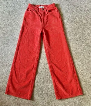 BDG High Rise Bright Orange Wide-Leg Jeans thumbnail 1
