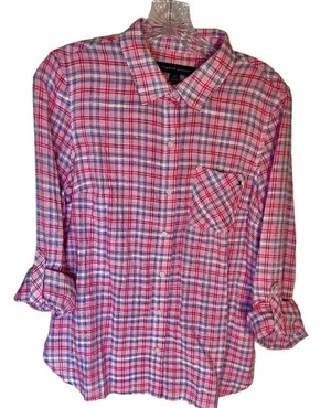 Tommy Hilfiger | Women’s Long Sleeve Plaid Pattern Button Down Blouse Top Sz S/P thumbnail 1