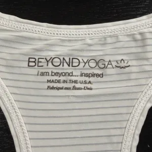 Women’s Beyond Yoga White and Gray Striped Spaghetti Strap Tank Size Small thumbnail 7