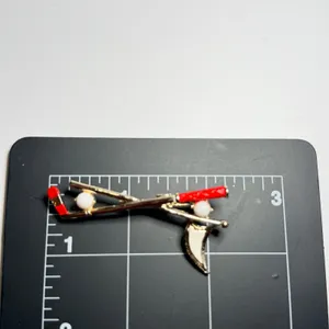 Gerrys Vintage Gold Tone Red Enamel Golf Club Brooch‎ Faux Pearl Pin thumbnail 3