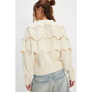 FREE PEOPLE Fluttercape Cream Sweatshirt Size Small thumbnail 3