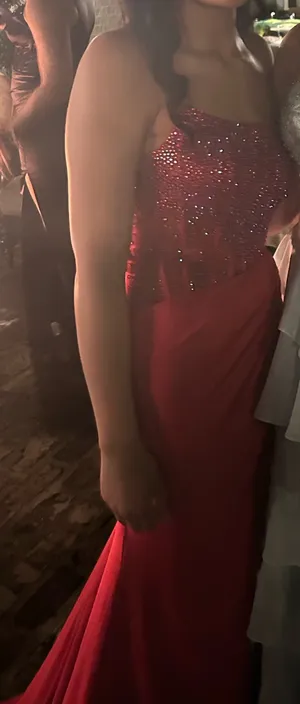 Red Ashley Lauren Prom Dress thumbnail 3