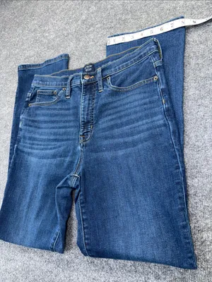 J. Crew Medium Blue Flare Jeans thumbnail 7