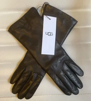 UGG Nixie Leather Gloves Cashmere Lined Black New With Tags Ultra Soft Medium thumbnail 1