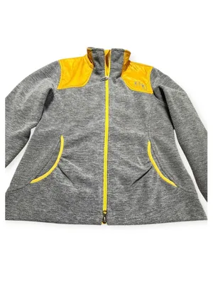 Harley-Davidson Womens Gray Fleece Yellow Quilted Shoulder Zip Jacket Medium Ha thumbnail 4