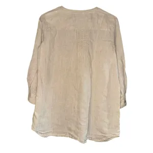 Coldwater Creek 100% Linen Tan Cream‎ Button Up Top Small Pintuck Lightweight thumbnail 3