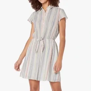 J.Crew Mercantile Rainbow Seersucker Collared Tie Front Dress Size XXS thumbnail 13