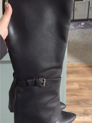Target Black Women's Knee-High Heeled Boots with Buckle Strap thumbnail 5